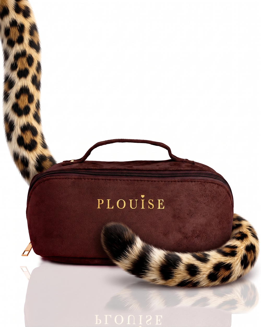 Cheetah Mode Makeup-taske i imiteret ruskind