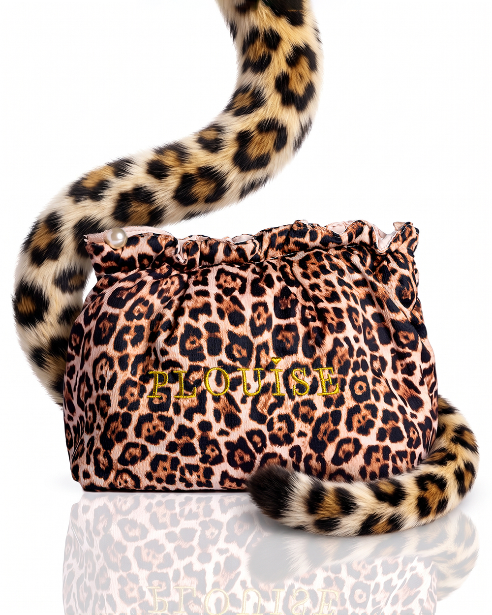 Cheetah Hot Hunt Leopard Print Frill Makeup Taske med Perlekvast