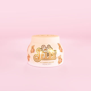 Tarrina de P.Louise Coconut Cake I'm So Jelly desmaquillador de gelatina contra un fondo rosa