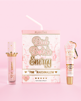 Dúo de labios de malvavisco rosa 'Bad Bitch Energy' de P.Louise sobre un fondo rosa