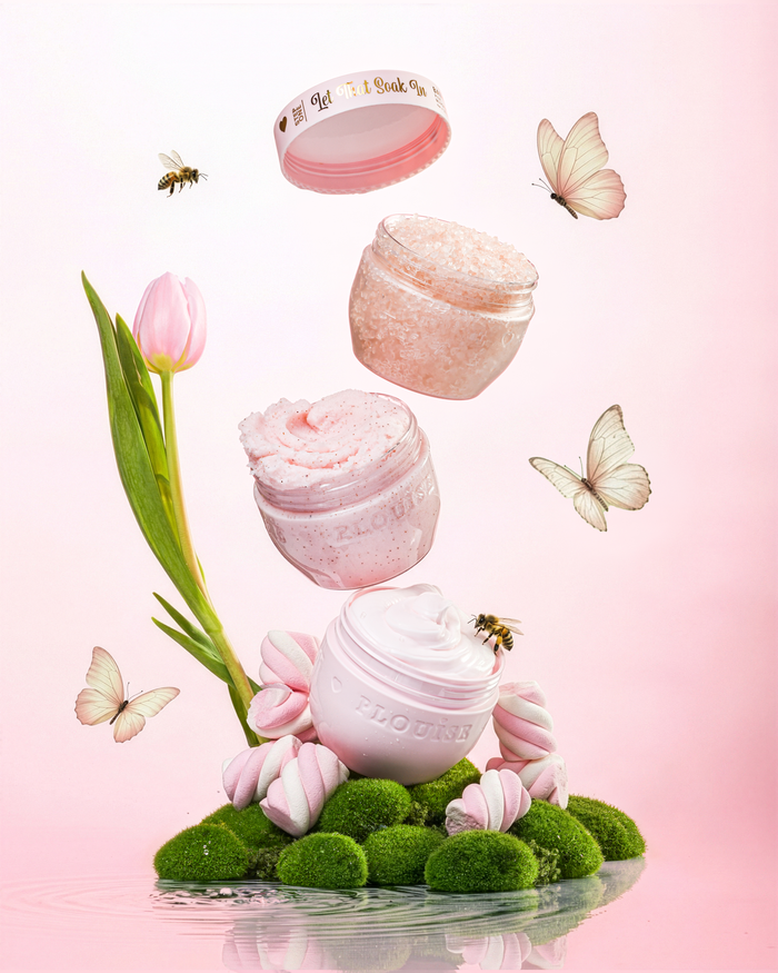 Hop ind i Self-Care Body Butter, Body Scrub & Badesalt sæt